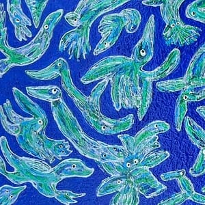100 x 160 cm - Fabeldyr - Blu/Turquoise/Silver